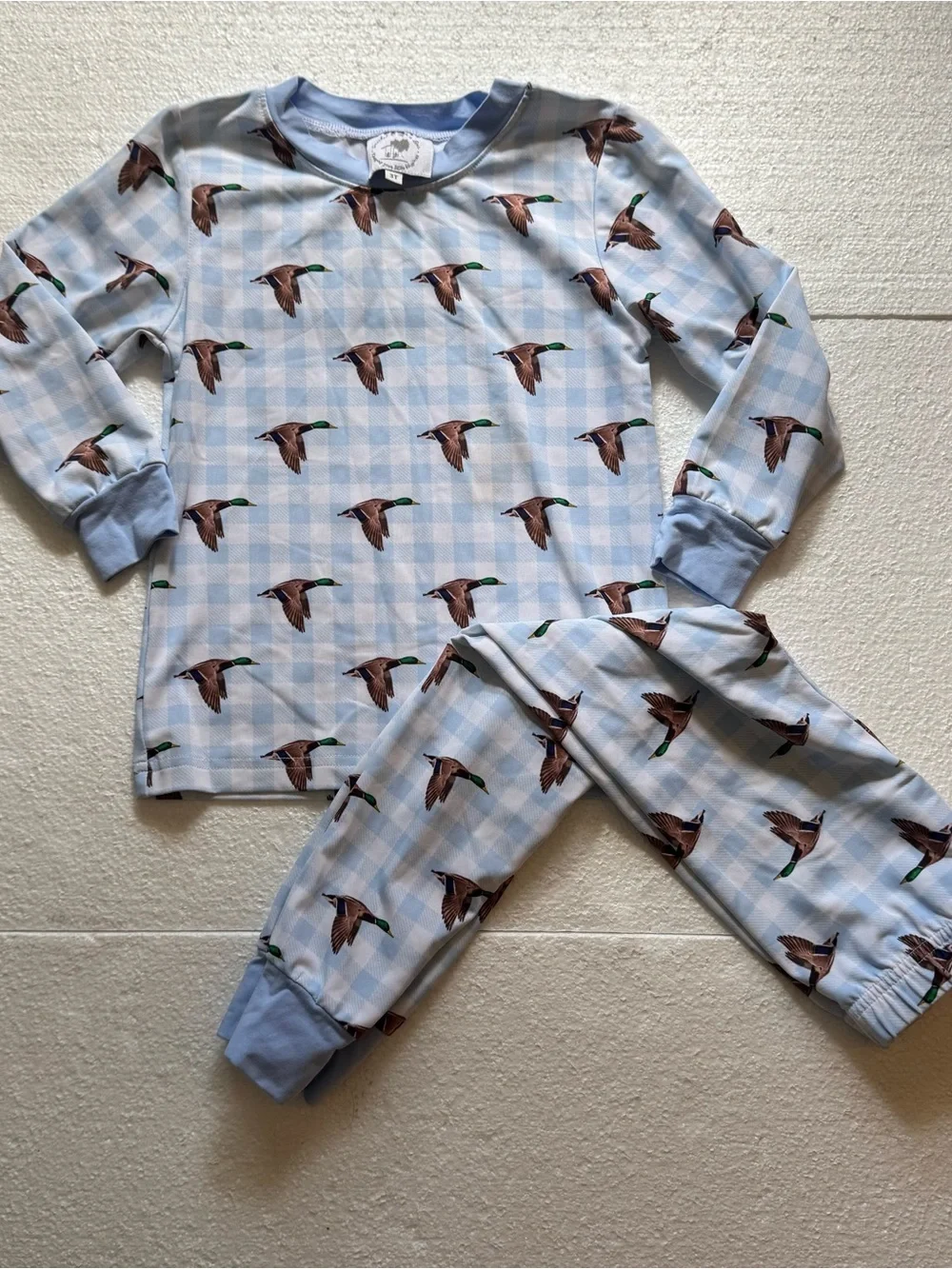 Boutique Gingham Mallard Pajama Set Boys 3T